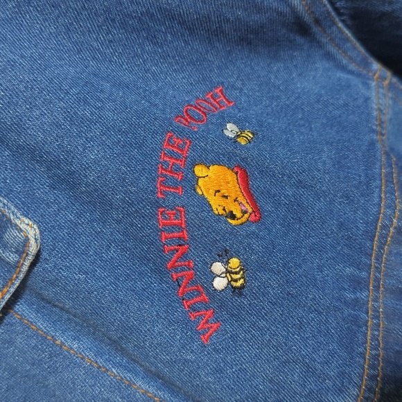 Vtg Disney Winnie The Pooh Denim Trucker Jean Jacket Honeypots Embroidery Sz L - Picture 3 of 11